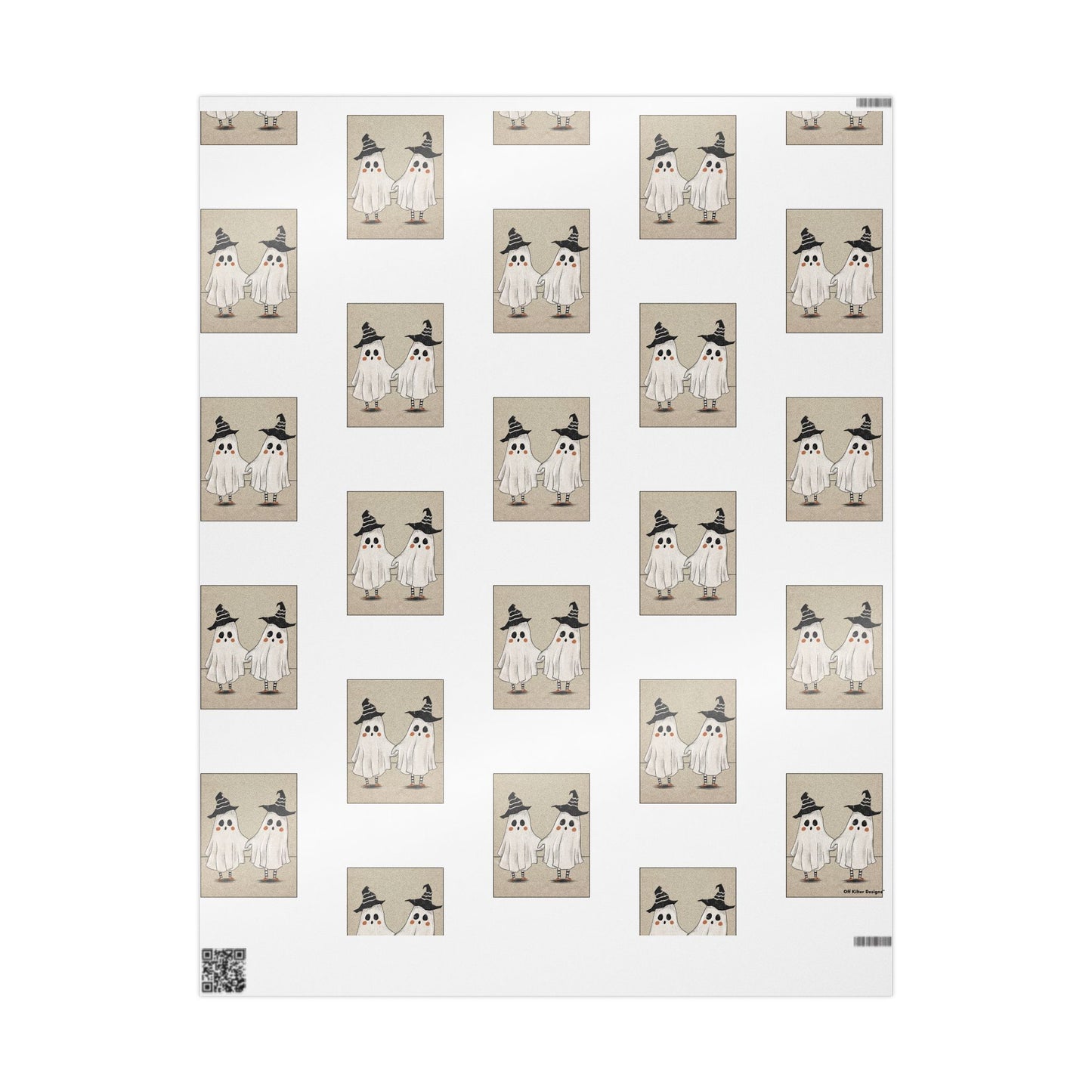 2 Ghosts Holding Hands Wrapping Paper | Cute & Spooky Halloween Gift Wrap