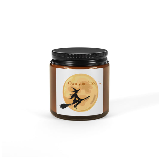Own Your Broom Scented Soy Candle | Witchy Aromatherapy in Amber Jar