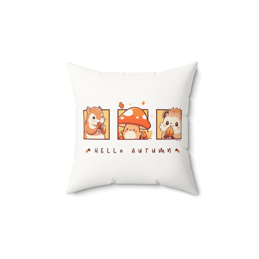 Hello Autumn Faux Suede Square Pillow | Cozy Fall-Themed Home Decor