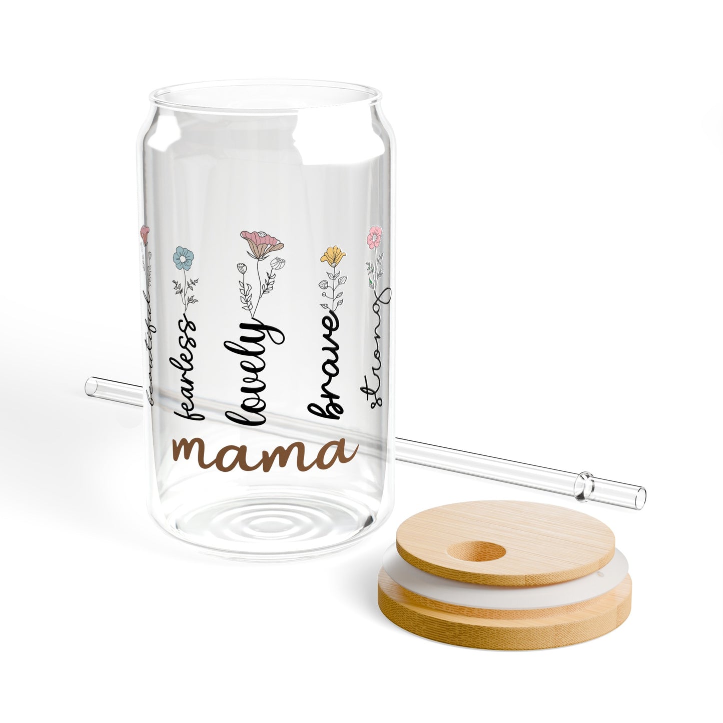 Mama Floral Words  Sipper Glass, 16oz