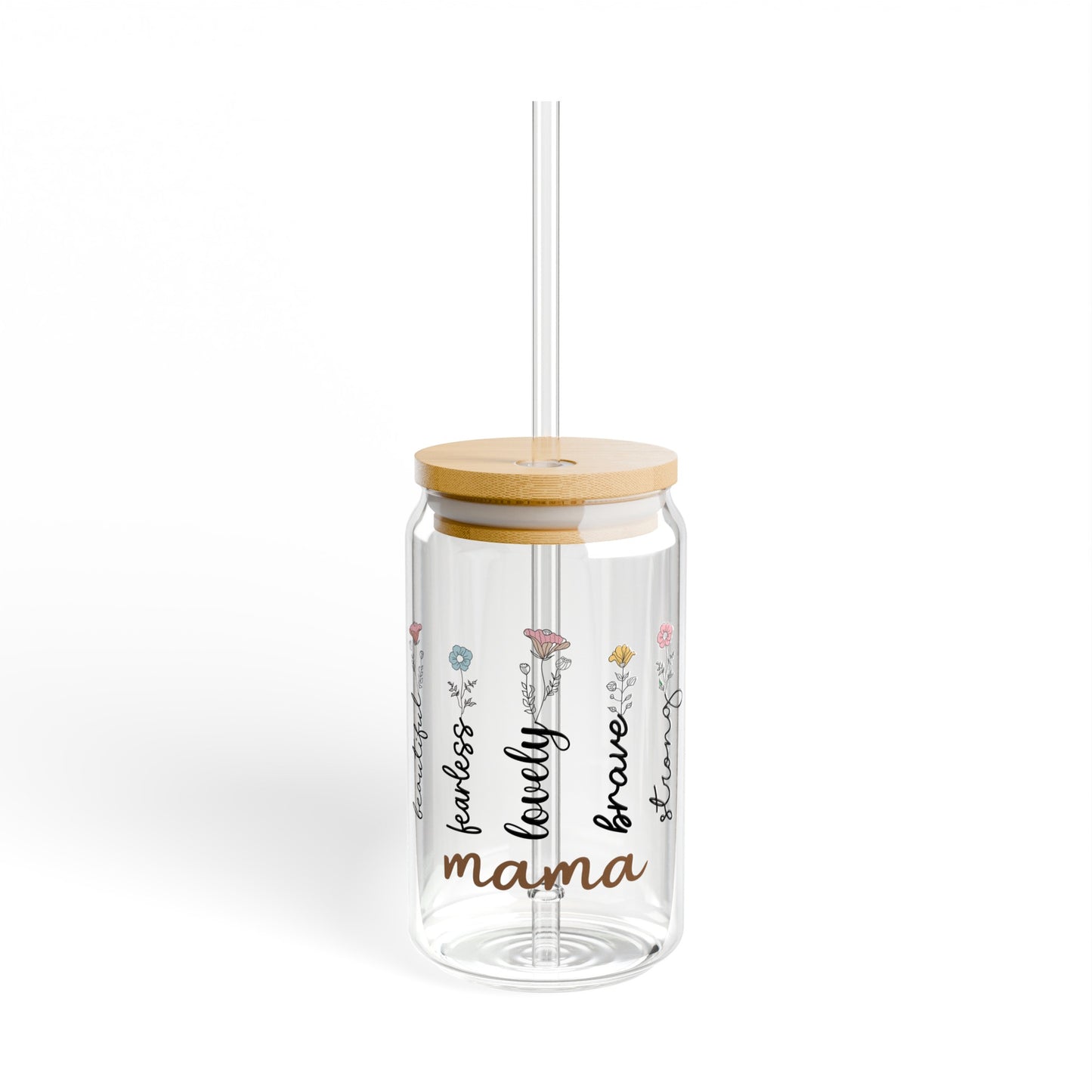 Mama Floral Words  Sipper Glass, 16oz