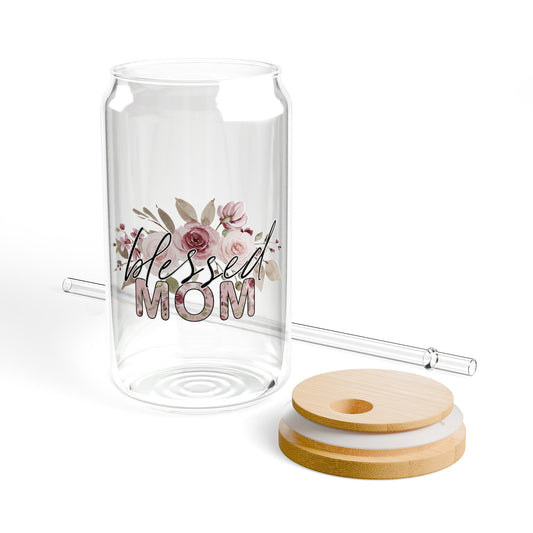 Blessed Mom Sipper Glass, 16oz