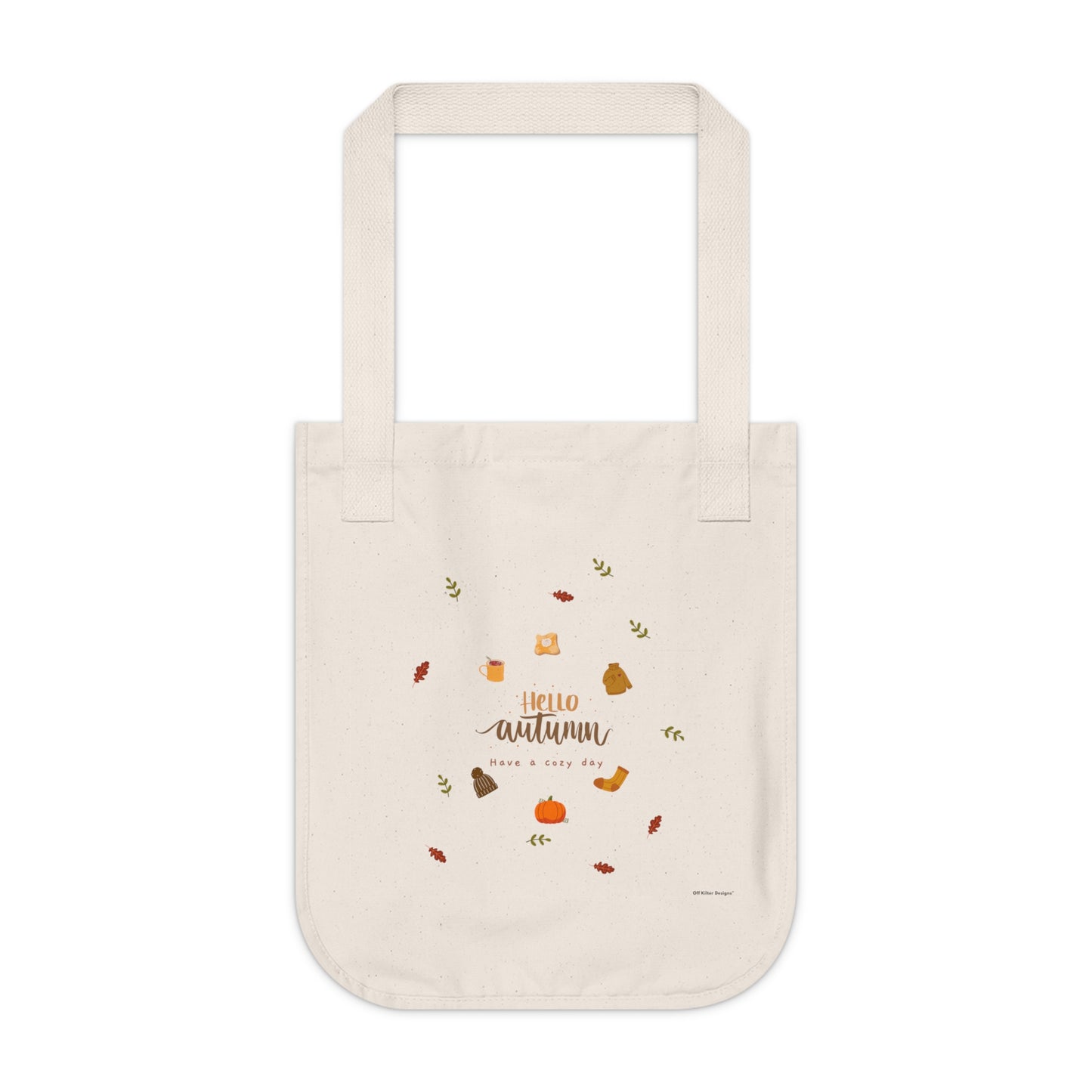 Hello Autumn Organic Canvas Tote Bag | Eco-Friendly & Festive Fall Tote