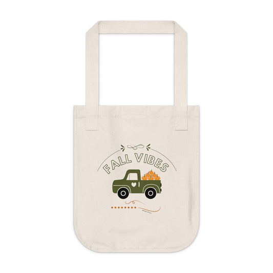 Fall Vibes Organic Canvas Tote Bag | Eco-Friendly & Stylish Fall Tote
