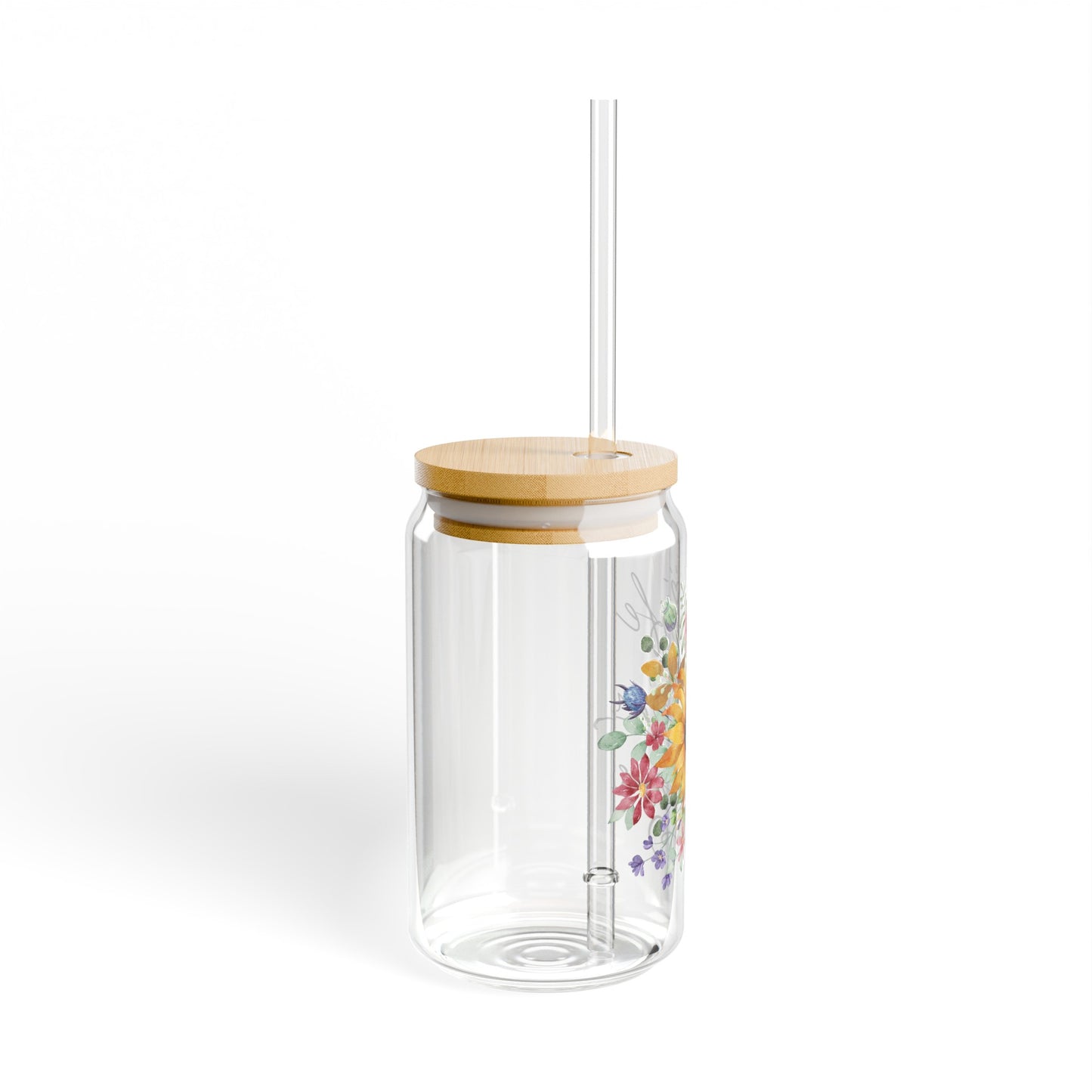 Wife Mom Boss Floral  Sipper Glass, 16oz